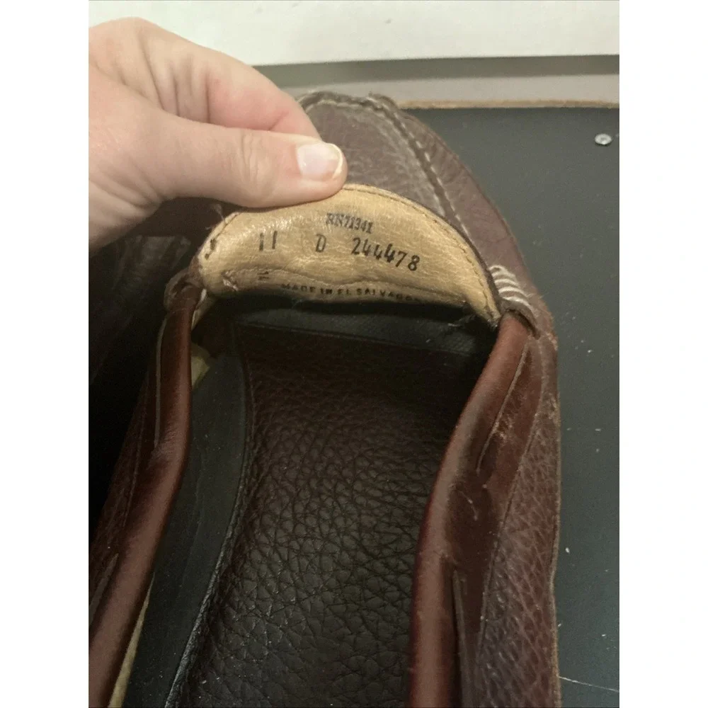 LL Bean Allagash Loafers Mens 11 D Brown Bison Leather Penny Loafers 501920